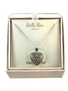 Stella Rose Sterling Silver 925 Heart Pendant Necklace NIB
